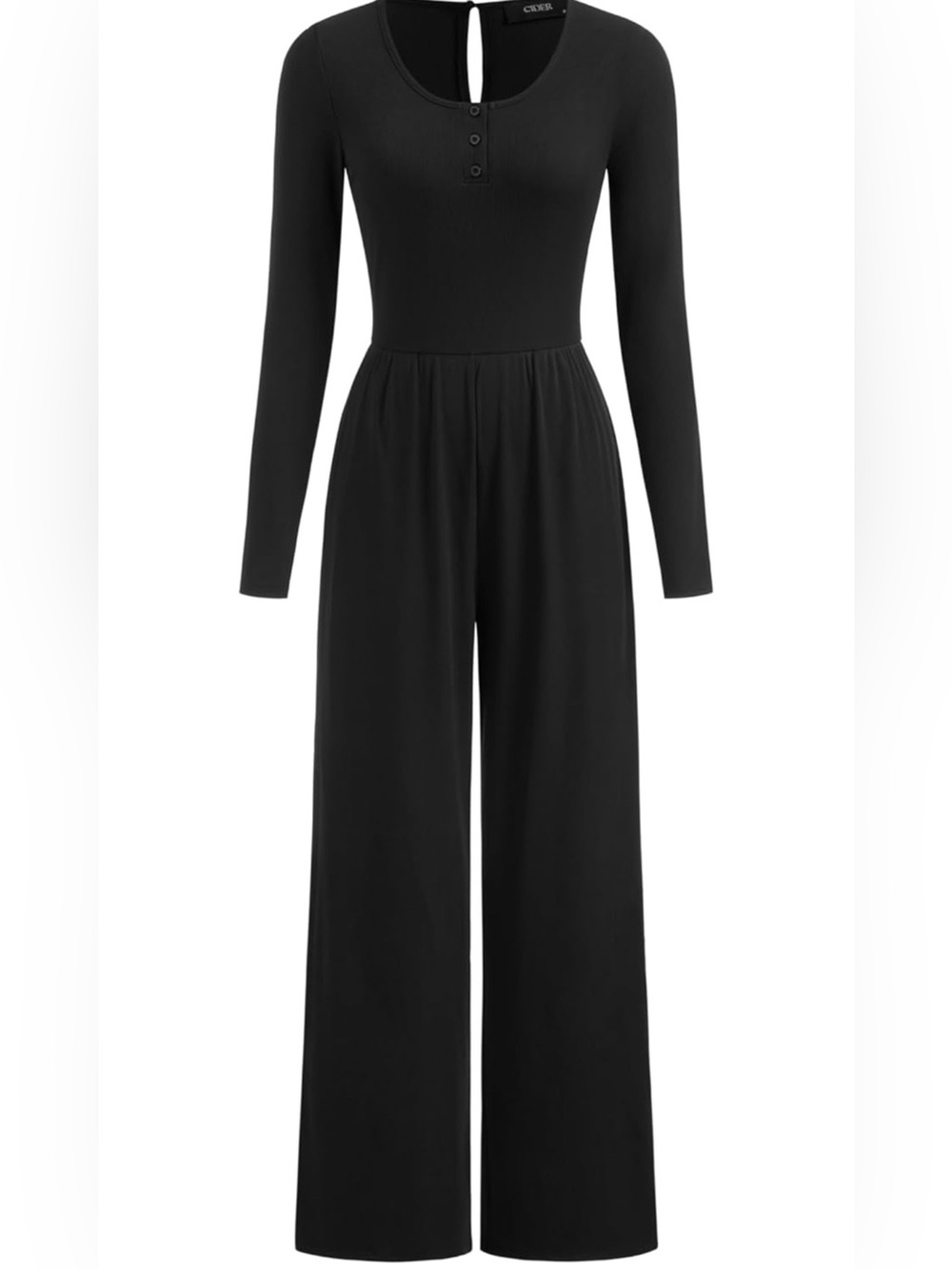 Long-Sleeve Wide-Leg Jumpsuit